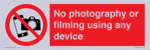 No photography or filming using any device
